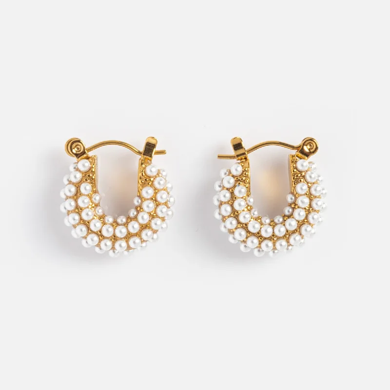 Gold Earrings With Pink Stones-Perla Earrings