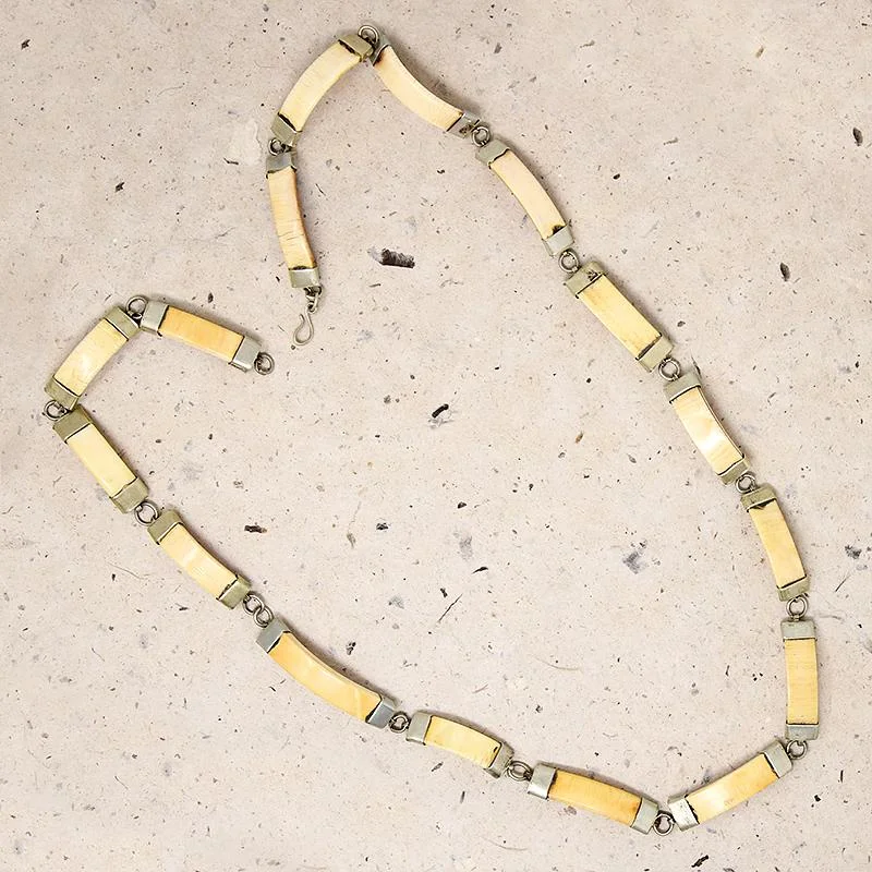 Simple Gold Necklace For Daily Wear-Wild Warthog Tusk & Brass Necklace