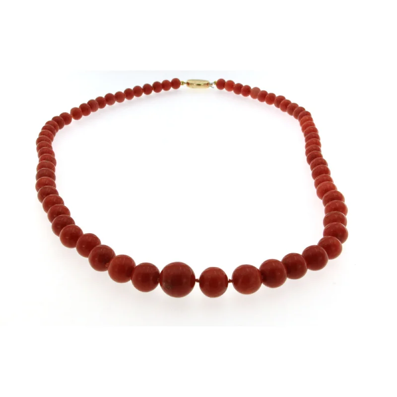 Simple Gemstone Necklace For Casual Wear-1970s Natural Mediterranean Coral Necklace