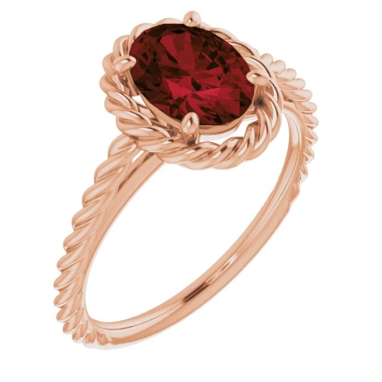 Elegant Stackable Rings For Fashionistas-14K Rose Natural Mozambique Garnet Rope Ring