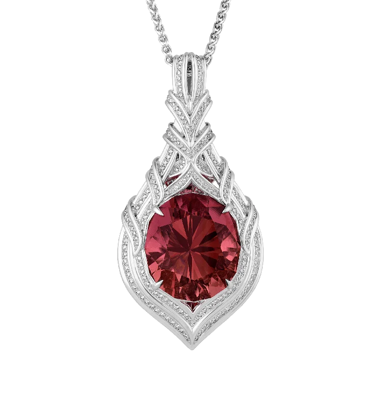 Classic Choker Necklace For Evening Events-Kat Florence Rubellite Tourmaline Necklace, 64.20 carats