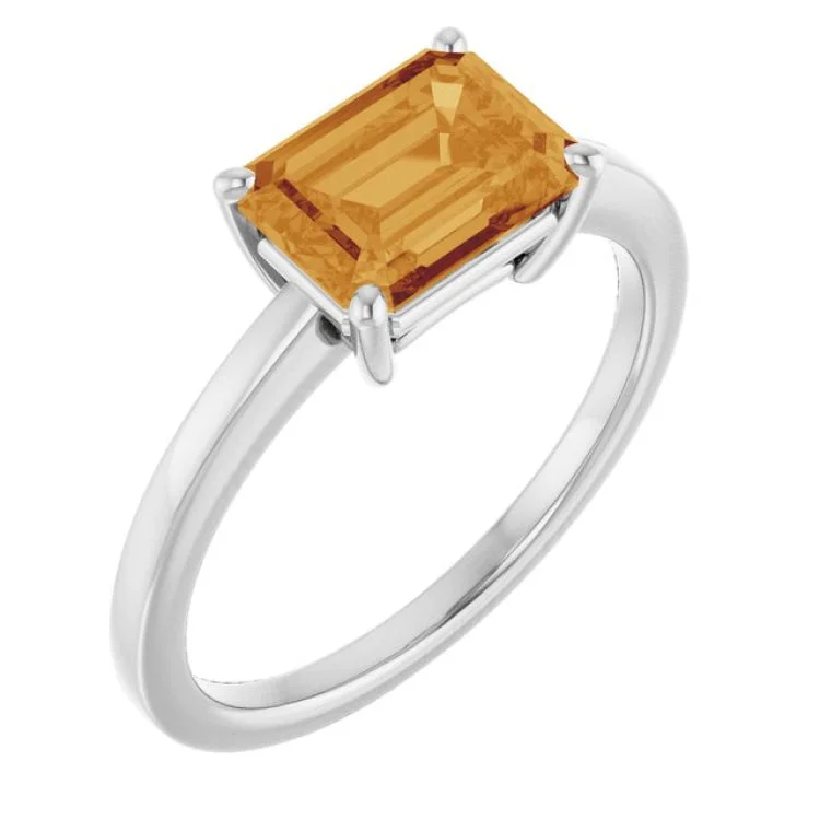 Classic Wedding Rings For Elegant Brides-Platinum Natural Citrine Ring