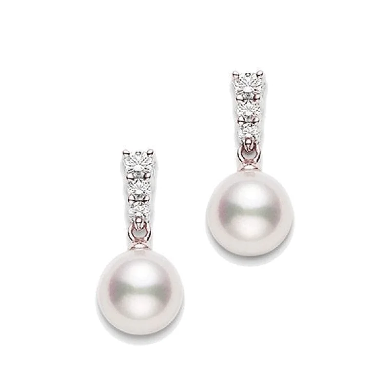 Classic Gold Stud Earrings-Morning Dew 18ct Rose Gold Pearl And Diamond Earrings