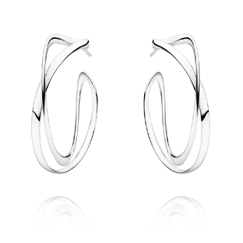 Cute Stud Earrings For Teen Girls-Large Infinity Silver Hoop Earrings