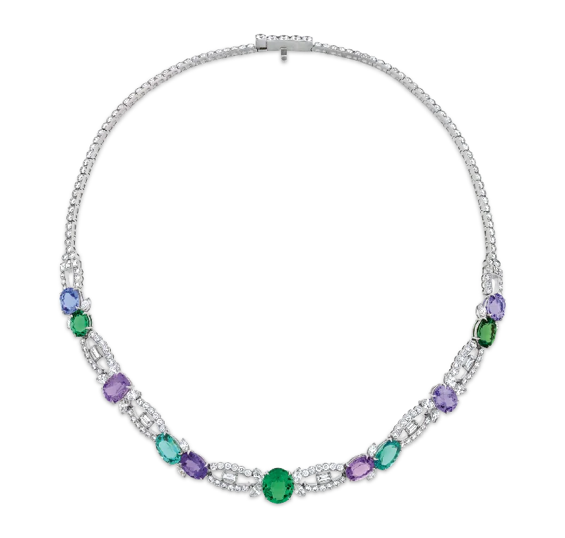 Simple Silver Necklace With Charms-Raymond Yard Unheated Paraiba Tourmaline Necklace, 26.08 Carats