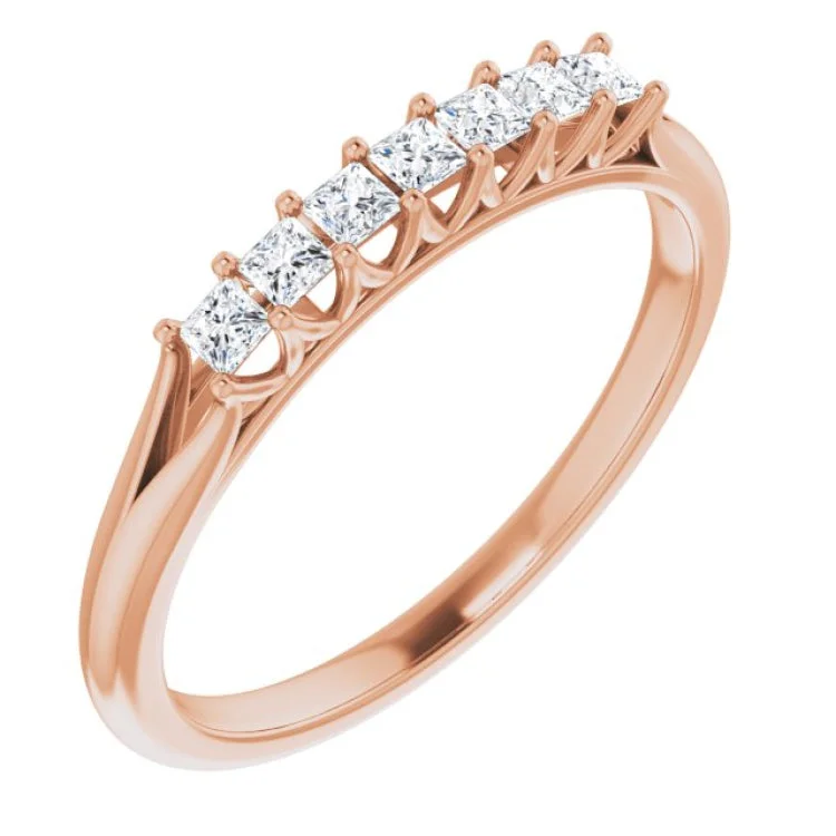 Classic Solitaire Rings For Engagement Gifts-14K Rose 1/4 CTW Natural Diamond Anniversary Band