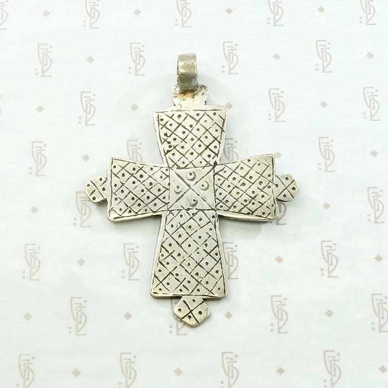 Personalized Gold Necklace For Women-Engraved Silver Vintage Coptic Cross