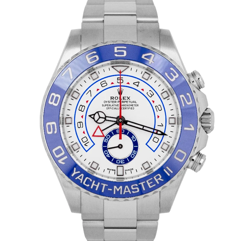 Men’s Watches With Compass Functions-2023 NEW PAPERS Rolex Yacht-Master II 44mm White Steel Blue Watch 116680 BOX