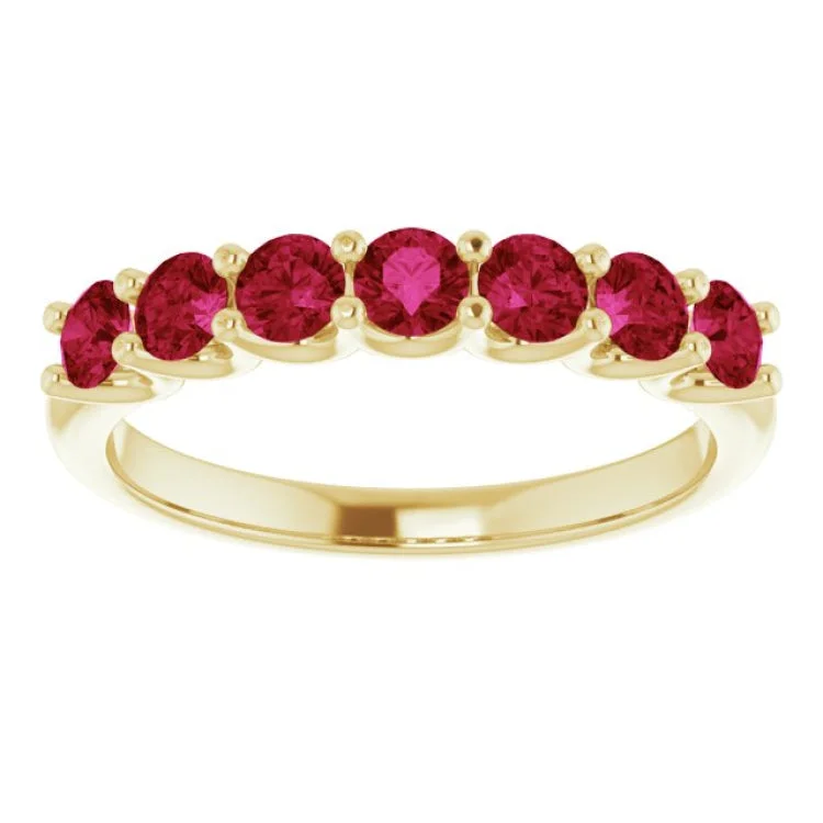 Luxury Wedding Rings For Bridesmaids Gifts-14K Yellow Natural Ruby Anniversary Band