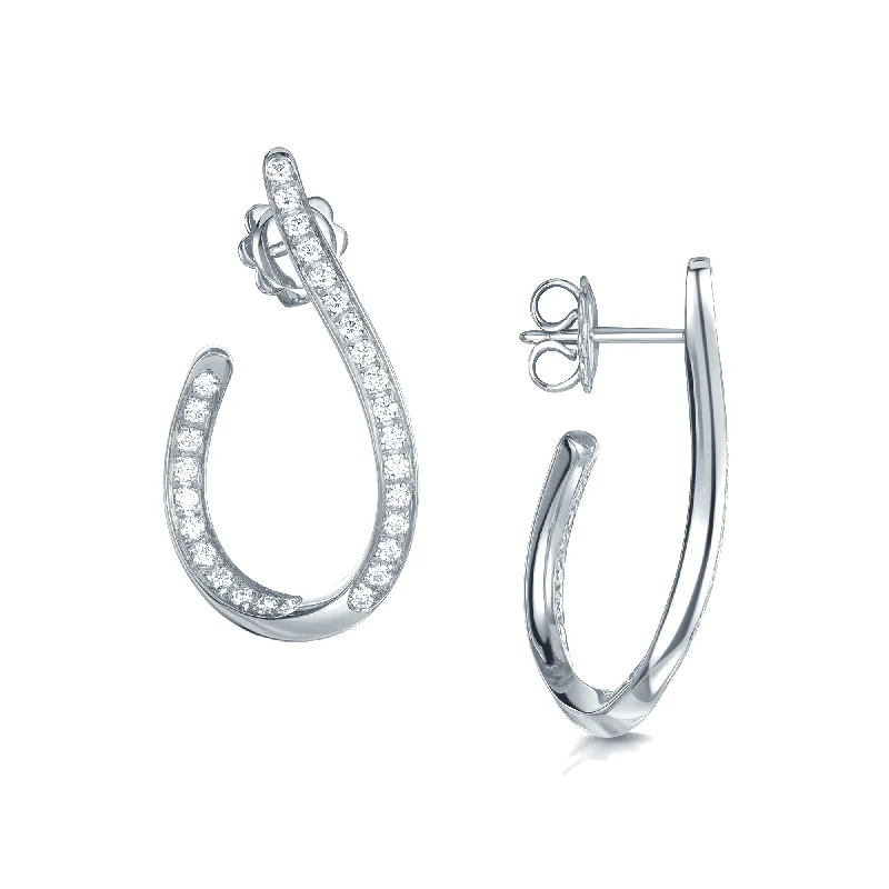 Colorful Resin Drop Earrings-18ct White Gold Diamond Pave Set Twisted Hoop Earrings