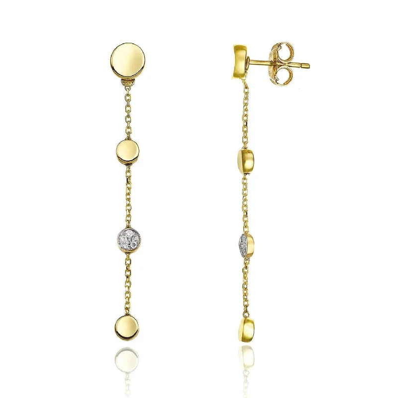 Personalized Earrings With Your Birthstone-Armillas Glow 18ct Yellow Gold Circle Diamond Pave Set Four Drop Earrings