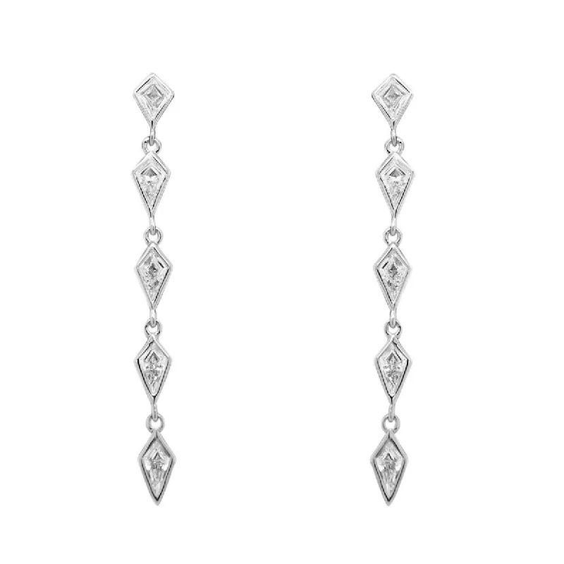 Vintage Art Deco Earrings-Diamond Kite Drop Earrings | 2.30GMS 1.06CTW