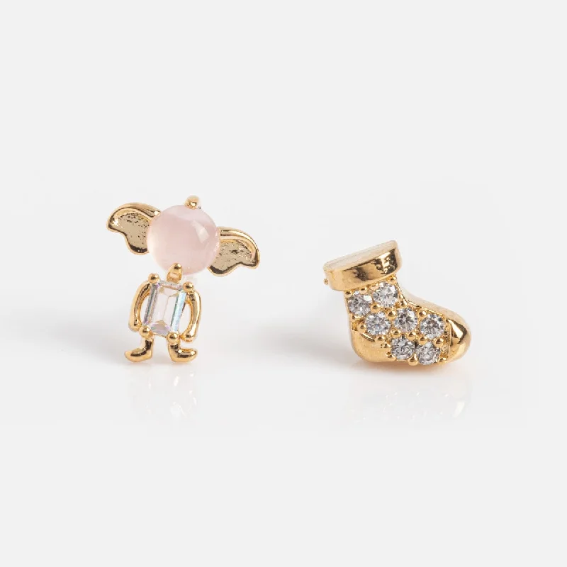 Gold Earrings With Colored Stones-Harry Potter Dobby Is A Free Elf Studs