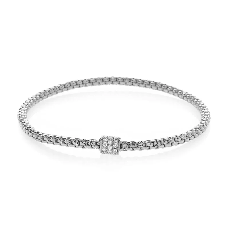 Women’s Adjustable Charm Bracelets-Diamond Pave Station Meche Stretch Bracelet