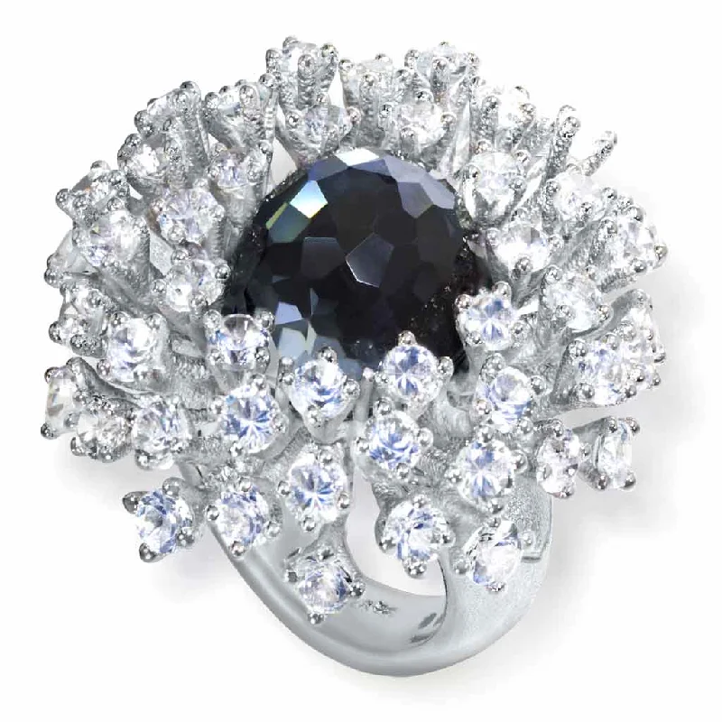 Sparkling Wedding Rings With Diamonds-Sterling Silver Astra Ring with Hematite & Topaz