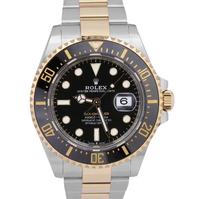 Best Watches For Formal Events-MINT 2023 Rolex Sea-Dweller 43mm Two-Tone 18K Yellow Gold Steel Black 126603