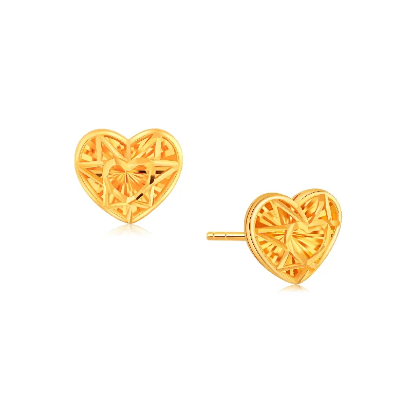 Stylish Drop Earrings For Evening Wear-916 Gold Twinkling Heartbeats Earrings