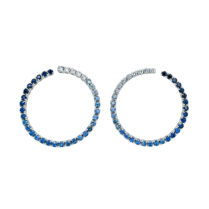 Simple Gemstone Earrings For Office-Mama Open Hoop Earrings | 7.0GMS 2.92CTW | Blue Sapphire