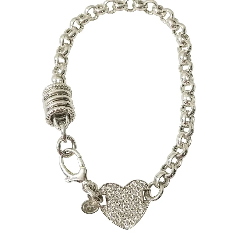 Designer Braided Leather Bracelets-Chain Bracelet with Heart-Shaped Detail