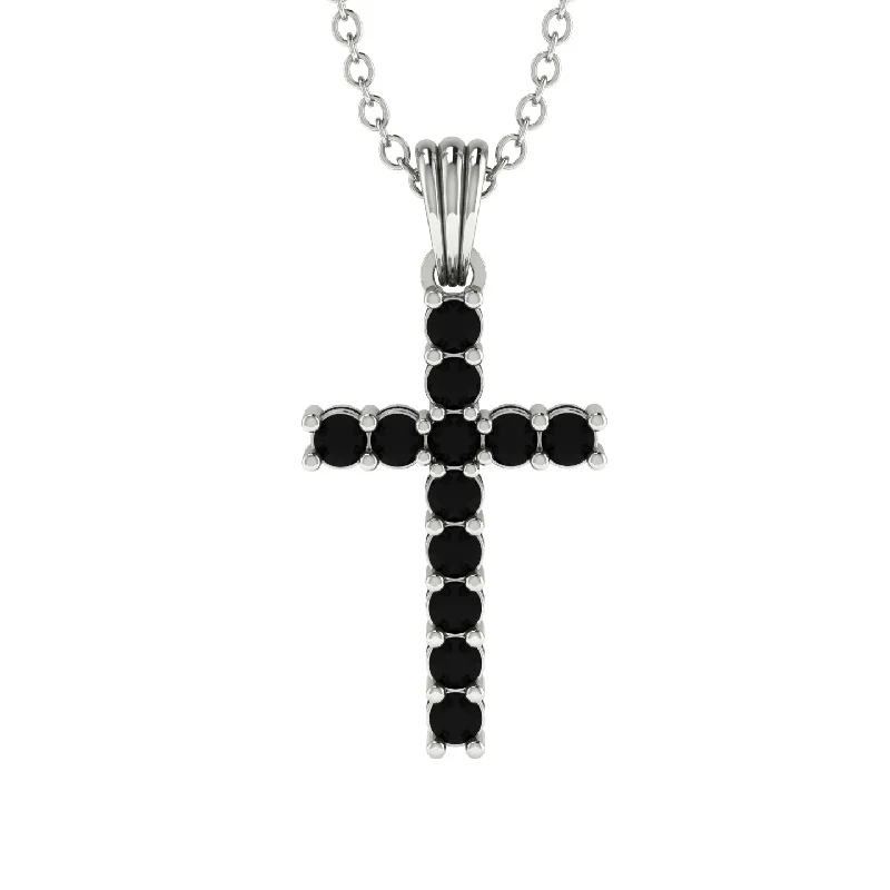 Unique Gemstone Necklace For Elegant Look-Timeless Classic Black Diamond Gold Cross Necklace - Ezekiel No. 9