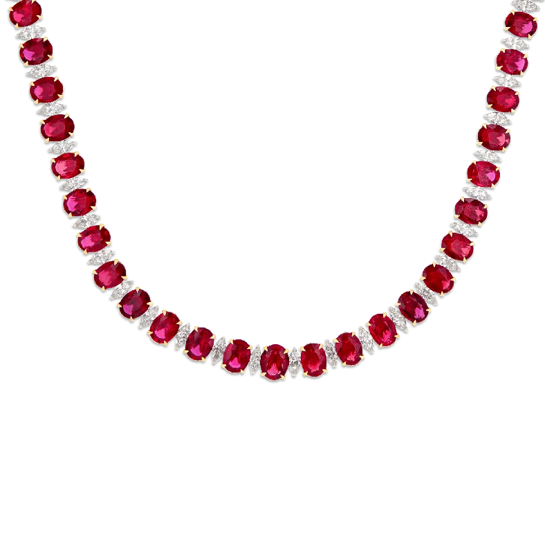 Elegant Emerald Necklace For Weddings-Salavetti Ruby Necklace, 57.99 Carats