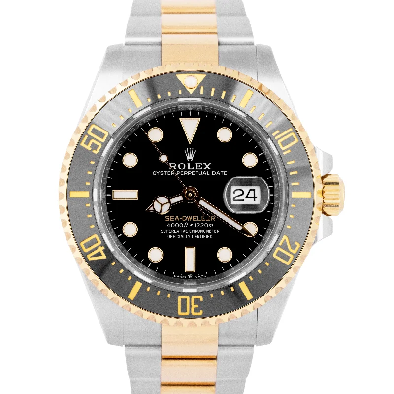 Women’s Watches With Chic Designs-MINT PAPERS Rolex Sea-Dweller 43mm Two-Tone 18K Gold Stainless Black 126603 BOX