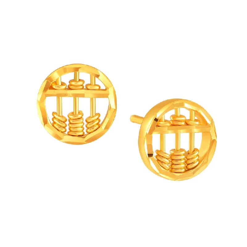 Classic Drop Earrings For Women-916 Gold Abundance Wealth Round Abacus Earrings