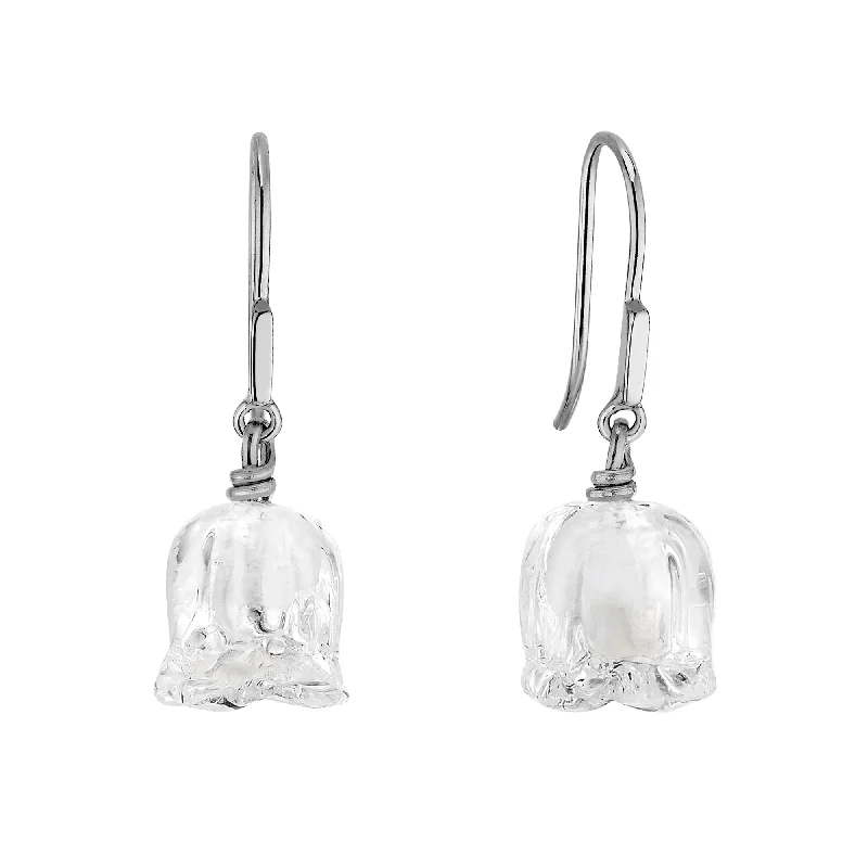 Silver Drop Earrings For Weddings-Muguet Clear Crystal & Silver Drop Earrings