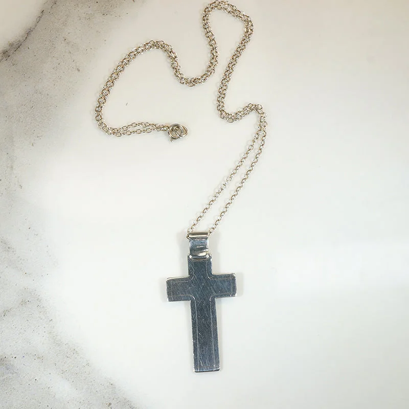 Minimalist Necklace With Bar Pendant-Lightweight Sterling Silver Cross Necklace