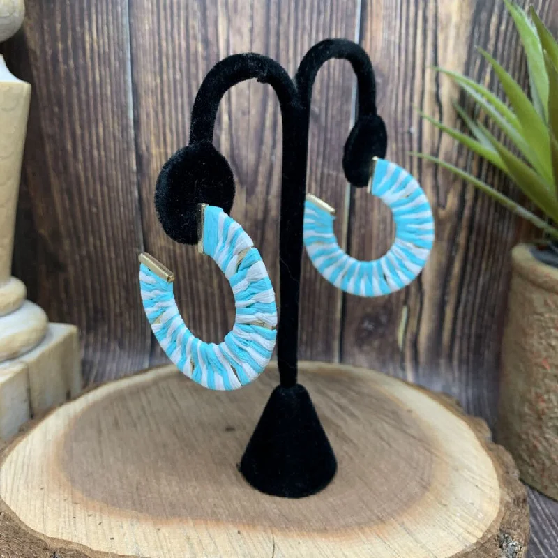 Chandelier Earrings For Special Occasions-Raffia Hoop Earrings