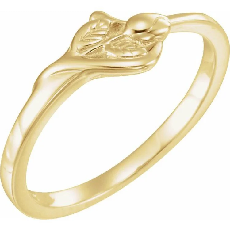 Classic Gold Rings For Bridal Jewelry-14K Yellow Unblossomed Chastity Ring Size 7