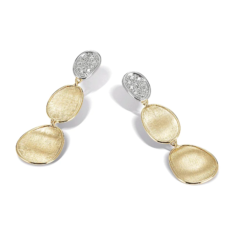 Pearl Earrings With Gold Finish-Lunaria 18ct Yellow Gold Pave Diamond Set Drop Earrings