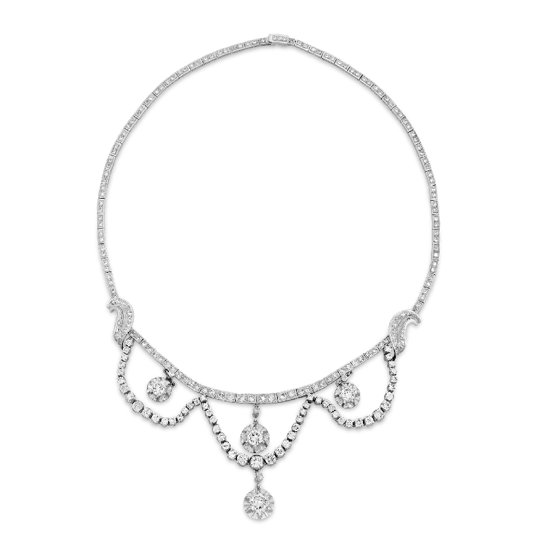 Handcrafted Silver Necklace For Gift Giving-Diamond Necklace, 8.80 carats