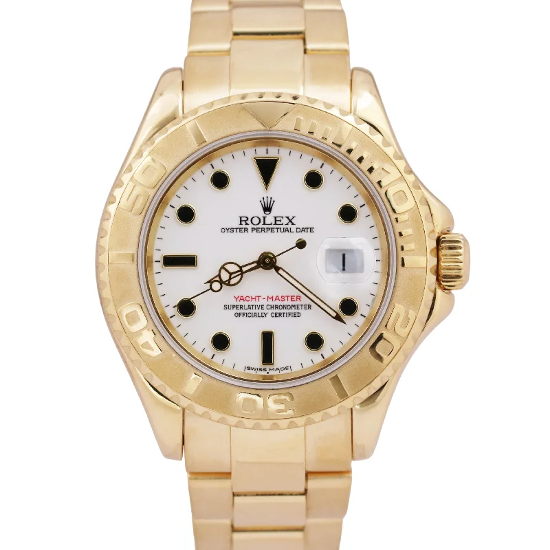 Solar-Powered Men’s Watches-Rolex Yacht-Master 40 YM1 WHITE 18K Yellow Gold 40mm NO-HOLES Oyster 16628 Watch