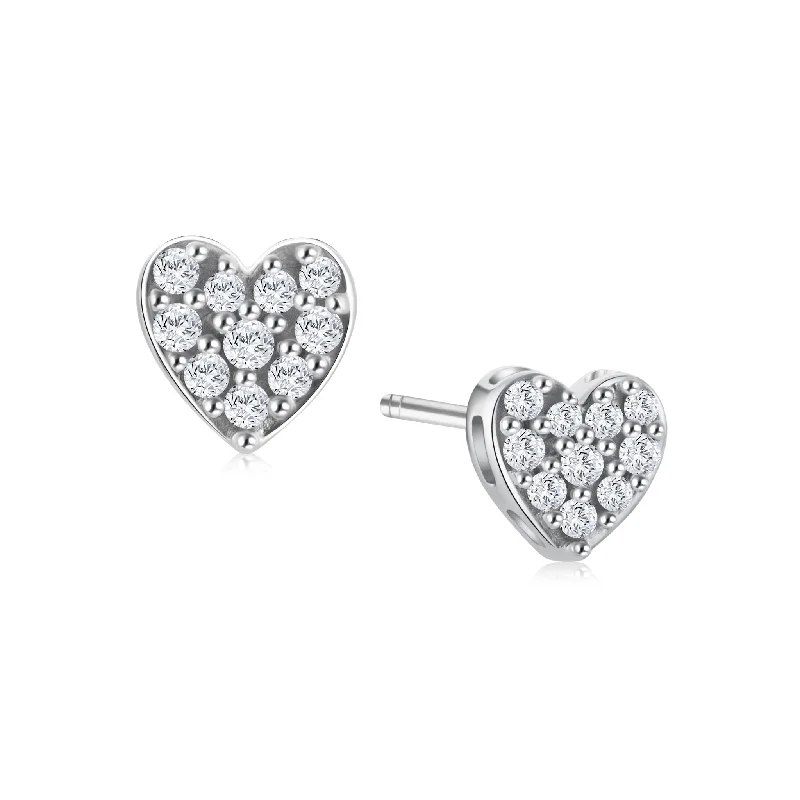 Bridal Earrings With Crystals-Sweet Heart Diamond Earrings