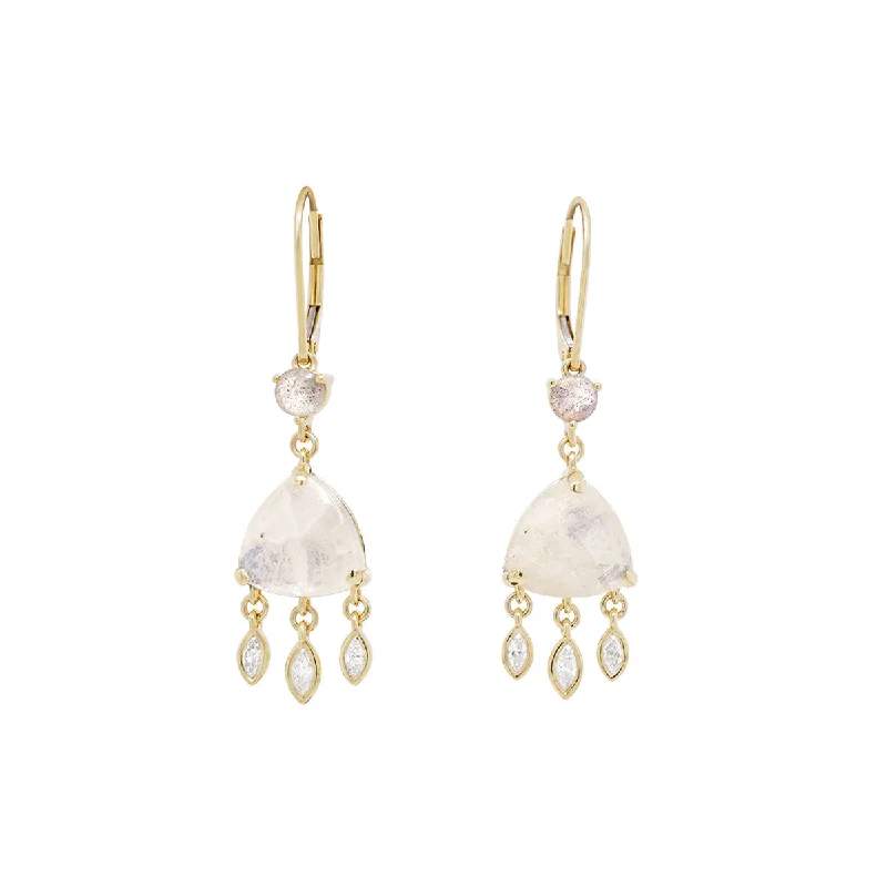 Beautiful Gold Earrings For Women-Moonstone Shield Earrings | 2.40GMS | Pair