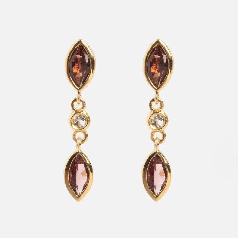 Trendy Earrings For Women Over 30-Solid Gold 2025 January Capsule Delicate Garnet Drop Earrings