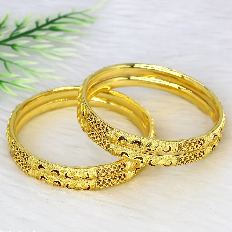 Simple Gemstone Wedding Bangles For Bridesmaids-Mahavir Dye Gold Plating Bangles Set