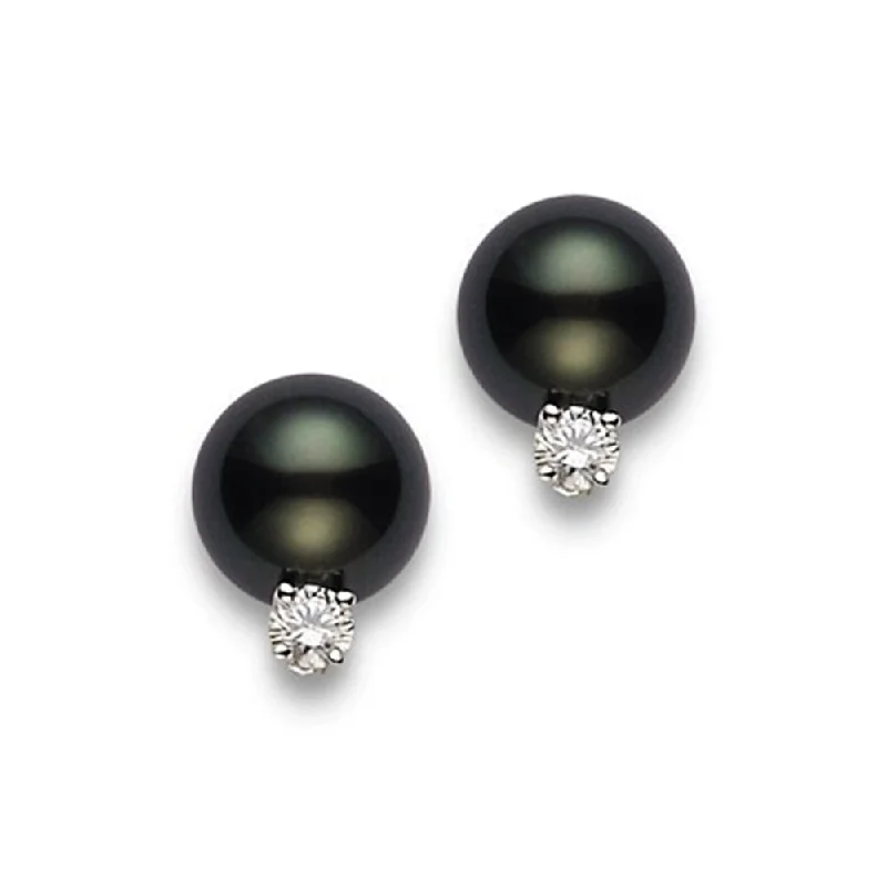 Personalized Name Earrings For Unique Gifts-18ct White Gold Black South Sea Cultured Pearl Stud Earrings