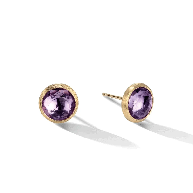 Wedding Earrings For Mother of the Bride-Jaipur 18ct Yellow Gold Amethyst Stud Earrings