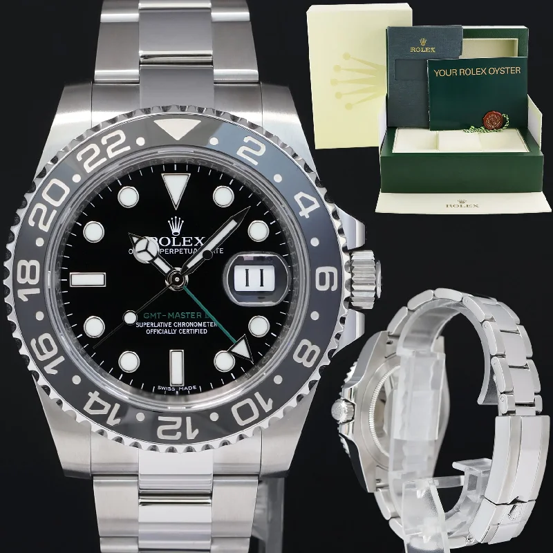 Gold Plated Watches For Women-2015 MINT Rolex GMT Master II 116710 Steel Ceramic Black 40mm Watch Box