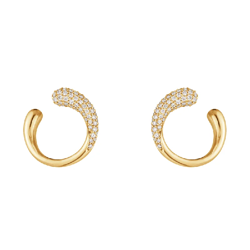 Simple Gold Drop Earrings-Mercy 18ct Yellow Gold Pave Set Diamond Stud Earrings