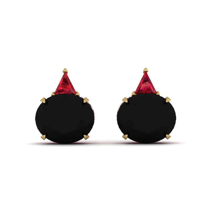 Elegant Gold Earrings For Weddings-Hidden Halo Black Diamond Earrings - Rosalie No. 52