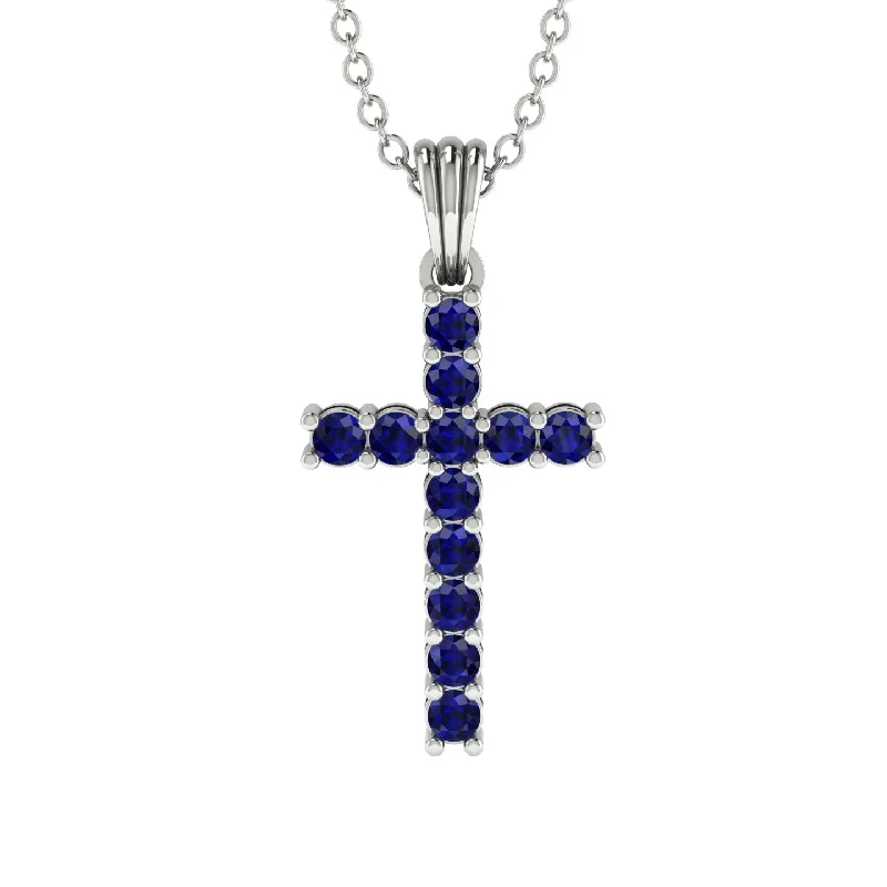 Modern Geometric Pendant Necklace For Fashion-Timeless Classic Sapphire Gold Cross Necklace - Ezekiel No. 15