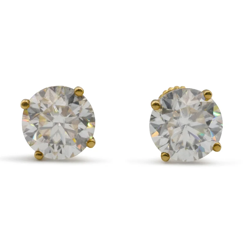 Glamorous Earrings For Evening Events-14k Yellow Gold Diamond Stud Earrings 2.05 cwt. Lab Made Diamonds