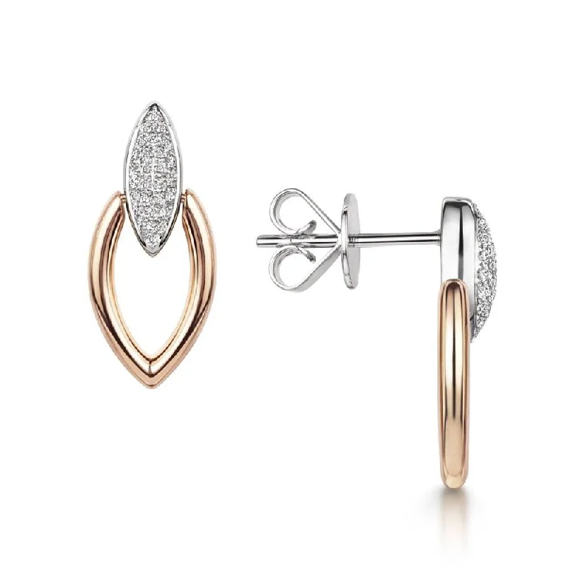 Colorful Resin Drop Earrings-The Origin Collection 18ct Rose & White Gold Pave Diamond Open Seed Drop Earrings