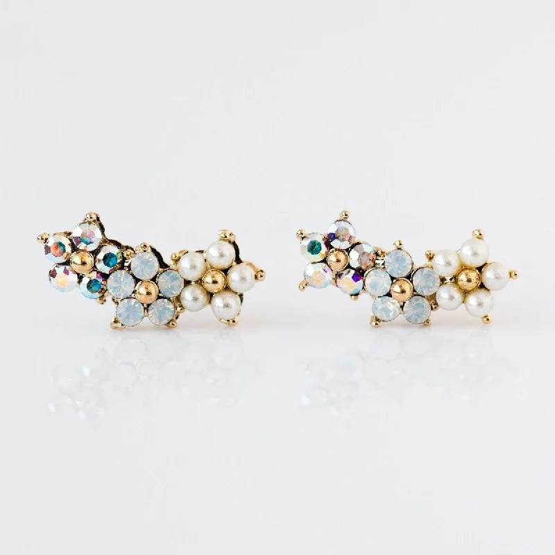 Stylish Drop Earrings For Evening Wear-Floral Ear Climbers