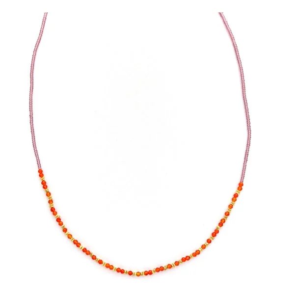 Classic Gold Necklace For Cocktail Parties-Carnelian and seed bead necklace