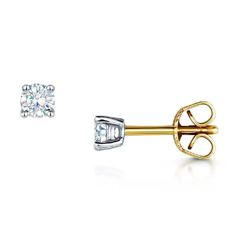 Silver Earrings For Bridesmaids-18ct Yellow Gold Brilliant Cut Diamond Set Stud Earrings