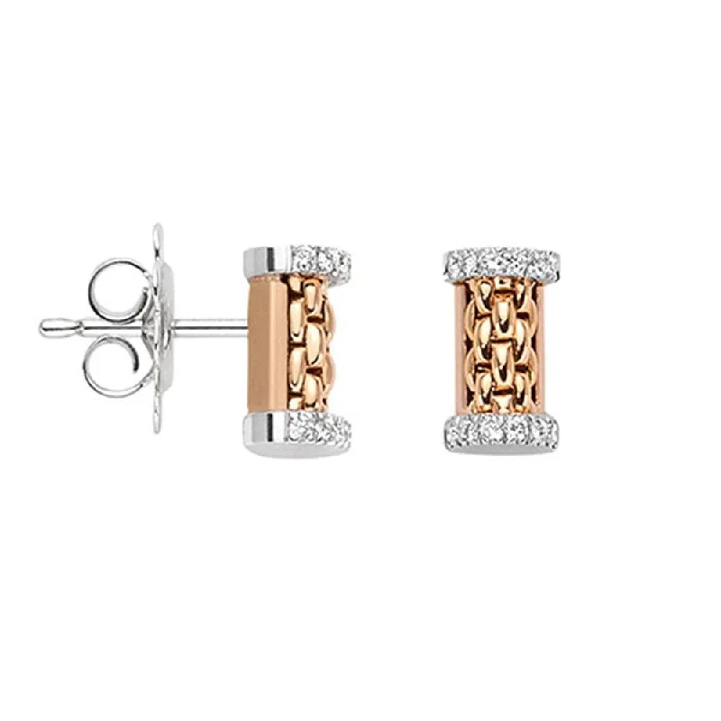 Luxury Diamond Earrings-Essentials 18ct Rose Gold Diamond Set Bar Stud Earrings